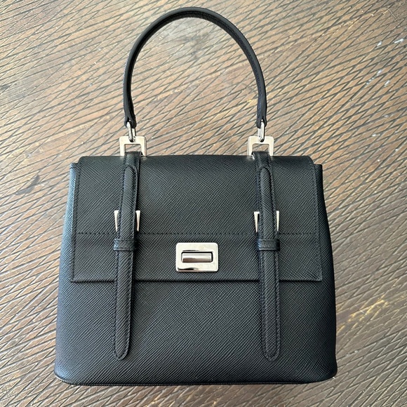 Prada Saffiano Small Convertible Top Handle Tote Black - Picture 1 of 10